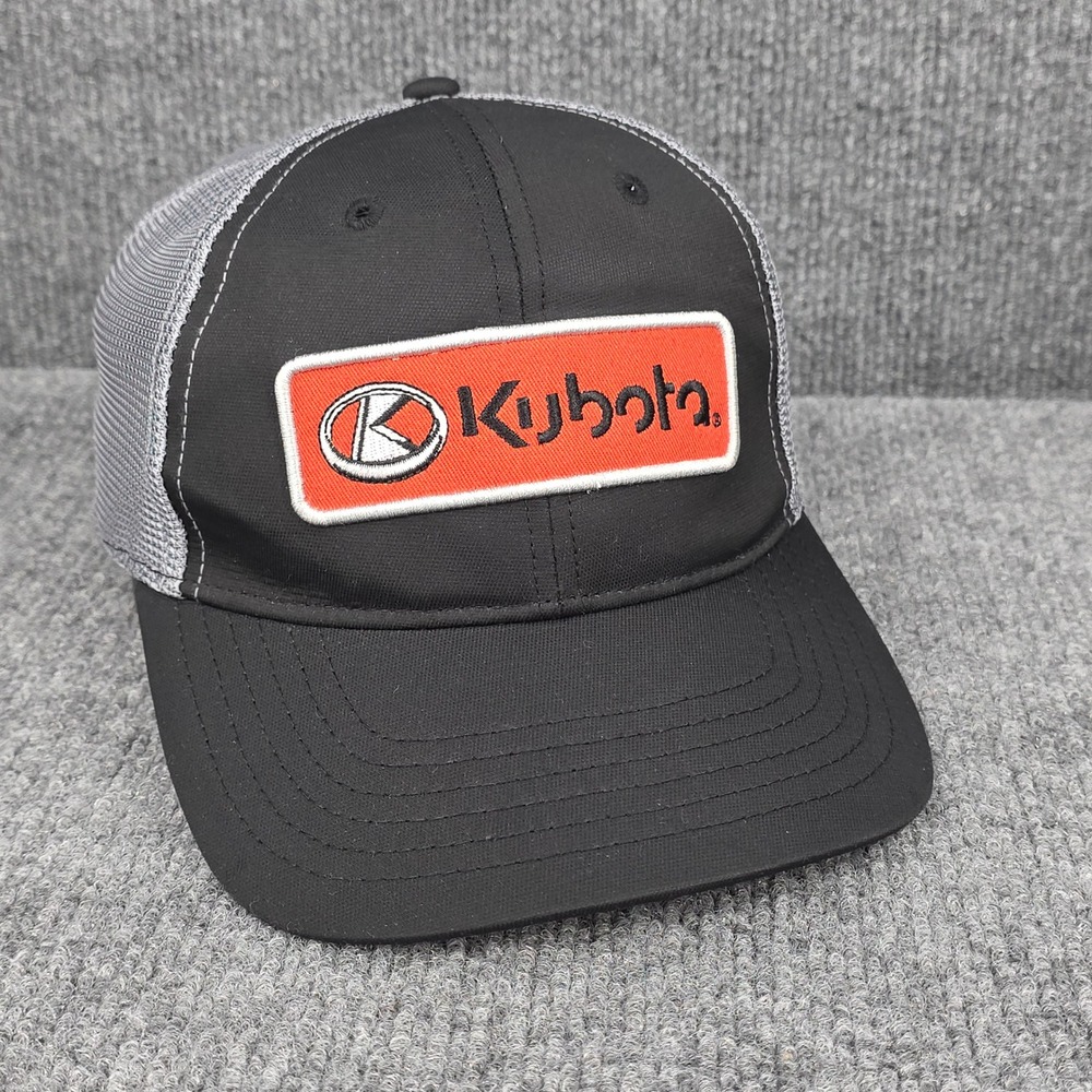 Kubota Hat Cap Black Gray Strap Back Trucker Tractor Workwear Farmer Ranch Mens
